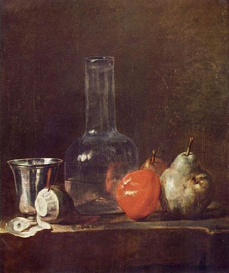 jean-Baptiste-Simeon Chardin Still Life with Glass Flask and Fruit Sweden oil painting art